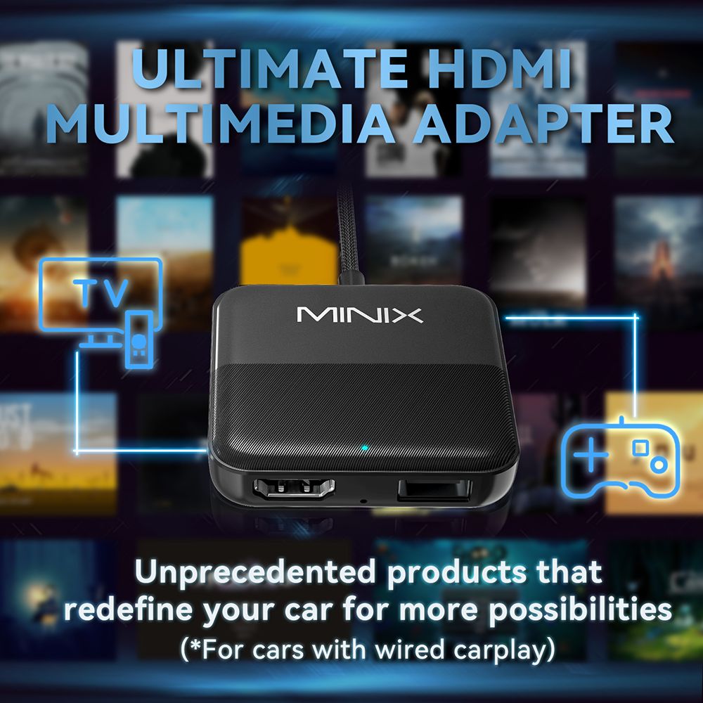 MINIX CA361 Bezdrátový adaptér CarPlay, s HDMI/USB, Plug & Play