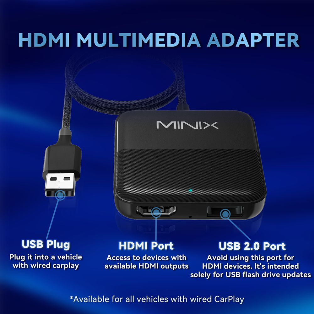 MINIX CA361 Bezdrátový adaptér CarPlay, s HDMI/USB, Plug & Play