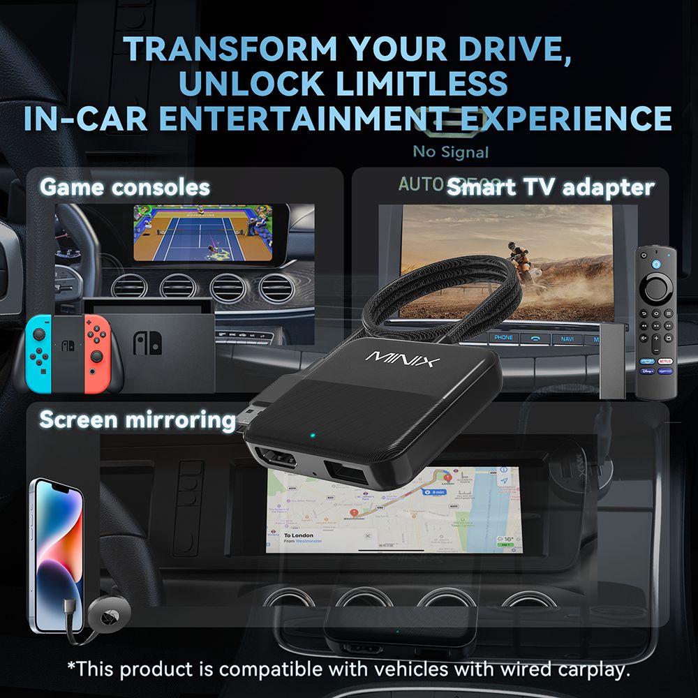 MINIX CA361 Bezdrátový adaptér CarPlay, s HDMI/USB, Plug & Play