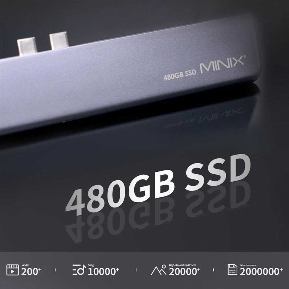 MINIX SD4 GR 480GB SSD, Dual 4K@60Hz výstup, USB3.0, PD & Data až 5Gbps, Thunderbolt 3 - šedá