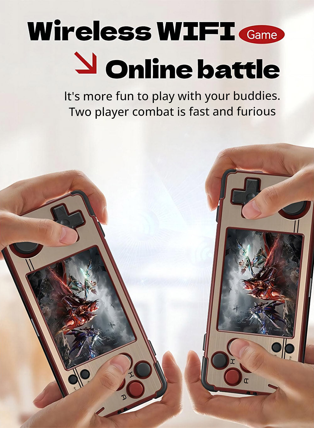 Herná konzola MIYOO A30 64GB, 2,8-palcový IPS displej, 2600mAh batéria, systém Linux, 2,4G WiFi - červeno-zlatá