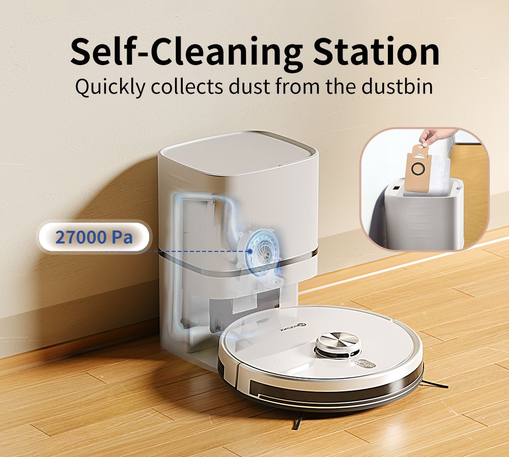 Robotický vysávač a mop Neatsvor S600, 2,8L nádoba na prach, 5200mAh batéria, LDS4.0 laserová navigácia, ovládanie cez aplikáciu, kompatibilita s Alexou a Google Home, 2-v-1 kefy, HEPA filtrácia a 350ml nádrž na vodu.