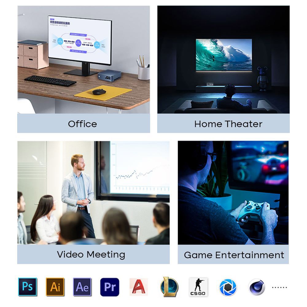 Ninkear M11 Mini PC, procesor Intel Core i7-1165G7, 16 GB DDR4, 512 GB SSD, Windows 11, WiFi 6