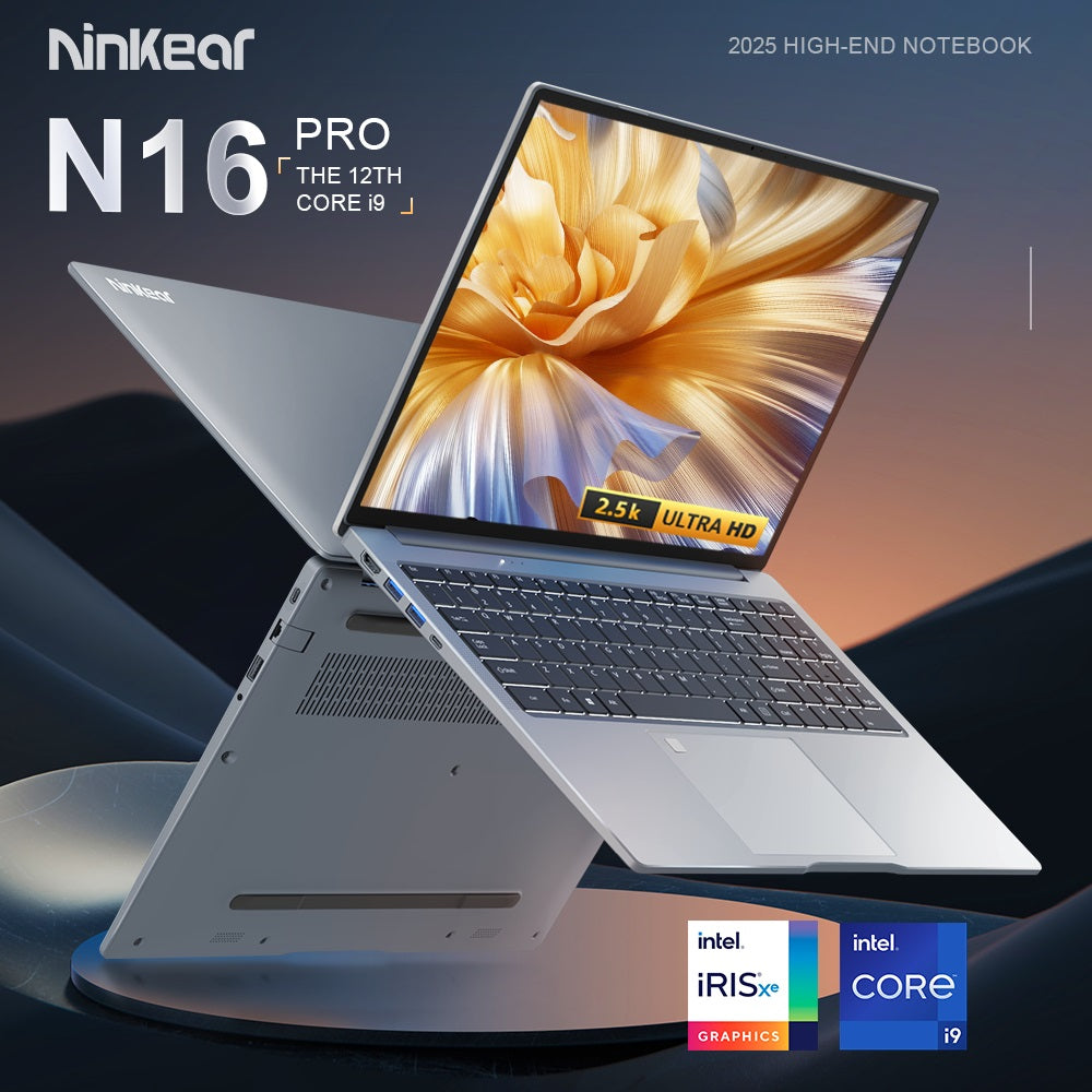 Laptop Ninkear N16 Pro, 16-palcový IPS displej s rozlíšením 2560*1600, Intel Core i9-12900HK s 14 jadierami, maximálnych 5,0 GHz, 32 GB RAM, 1 TB SSD, obnovovacia frekvencia 120 Hz, WiFi 6, batéria 5000 mAh, podsvietená klávesnica, 1x plne funkčný port Type-C, 2x USB 3.0, 1x USB 2.0, 1x HDMI, 1x RJ45, 1x 3,5mm jack pre slúchadlá