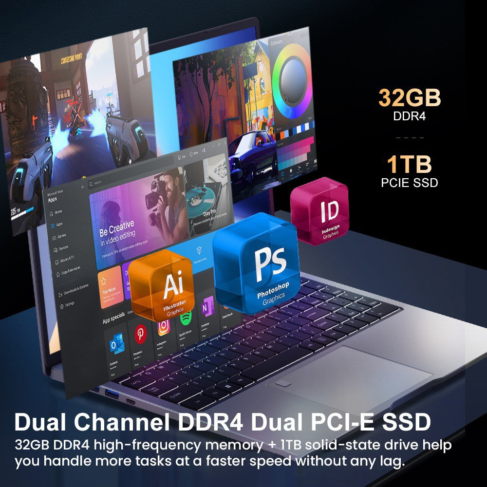 Laptop Ninkear N16 Pro, 16-palcový IPS displej s rozlíšením 2560*1600, Intel Core i9-12900HK s 14 jadierami, maximálnych 5,0 GHz, 32 GB RAM, 1 TB SSD, obnovovacia frekvencia 120 Hz, WiFi 6, batéria 5000 mAh, podsvietená klávesnica, 1x plne funkčný port Type-C, 2x USB 3.0, 1x USB 2.0, 1x HDMI, 1x RJ45, 1x 3,5mm jack pre slúchadlá