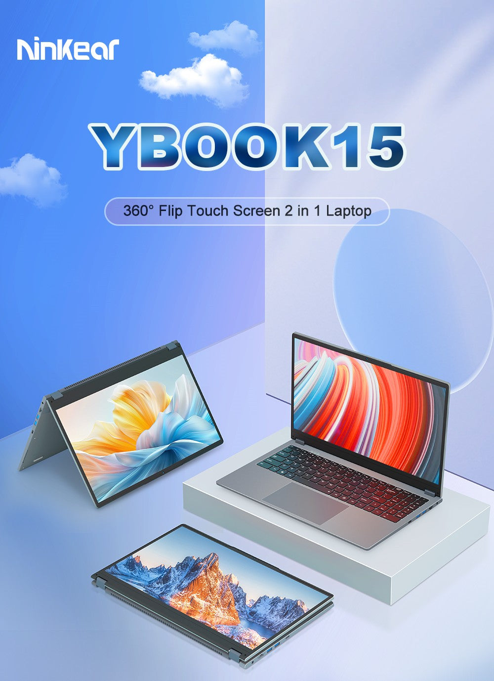 Ninkear YBOOK15 2-v-1 notebook, 360° otočný 15,6-palcový dotykový displej 1920*1080, AMD Ryzen 3 3200U 2 jadrá, max. 3,5 GHz, 16 GB RAM, 512 GB SSD, 2,4/5 GHz WiFi, Bluetooth 4.2, 1*USB 3.0, 2*USB 2.0, 1*Type-C (len dáta), 1*HDMI, 1*RJ45, 1*jack na slúchadlá, 38 Wh batéria