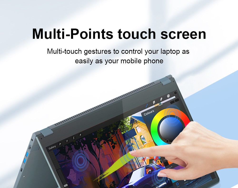 Ninkear YBOOK15 2-v-1 notebook, 360° otočný 15,6-palcový dotykový displej 1920*1080, AMD Ryzen 3 3200U 2 jadrá, max. 3,5 GHz, 16 GB RAM, 512 GB SSD, 2,4/5 GHz WiFi, Bluetooth 4.2, 1*USB 3.0, 2*USB 2.0, 1*Type-C (len dáta), 1*HDMI, 1*RJ45, 1*jack na slúchadlá, 38 Wh batéria