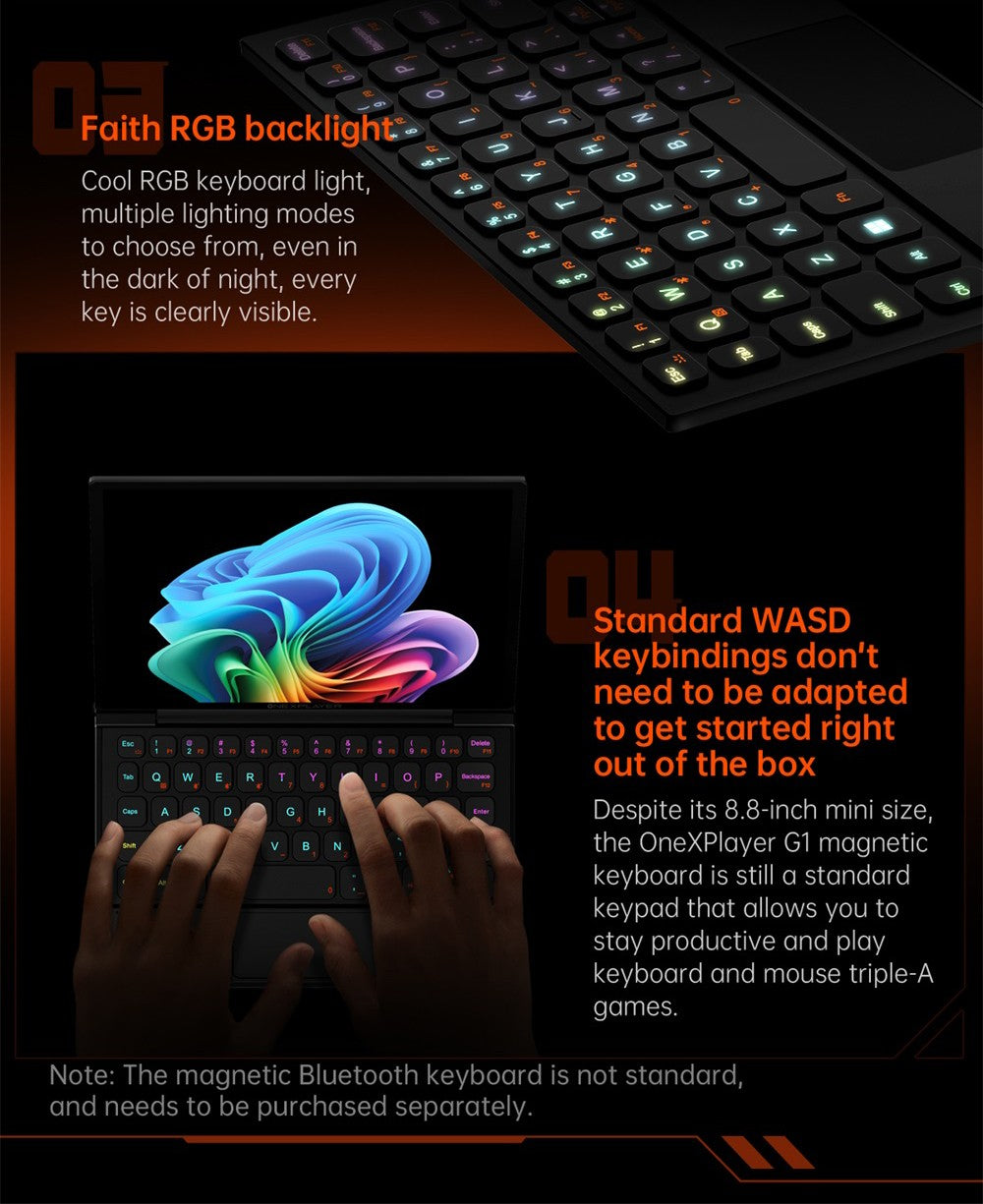 Prenosný herný PC One Netbook OneXPlayer G1, AMD Ryzen AI 9 HX 370 12 jadier, max. 5,1 GHz, 8,8'' 2560*1600 144 Hz displej, 64 GB LPDDR5X 7500 MHz RAM, 4 TB SSD, WiFi 6E, 2*USB-C, 1*USB3.2, 1*TF karta, 1* Oculink, 1*3,5 mm audio, odblokovanie odtlačkom prsta - EU zástrčka