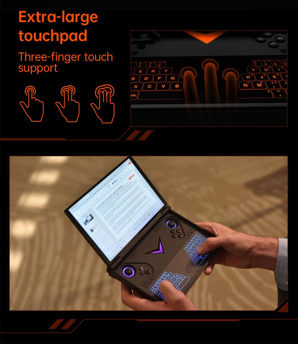 Prenosný herný PC One Netbook OneXPlayer G1, AMD Ryzen AI 9 HX 370 12 jadier, max. 5,1 GHz, 8,8'' 2560*1600 144 Hz displej, 64 GB LPDDR5X 7500 MHz RAM, 4 TB SSD, WiFi 6E, 2*USB-C, 1*USB3.2, 1*TF karta, 1* Oculink, 1*3,5 mm audio, odblokovanie odtlačkom prsta - EU zástrčka