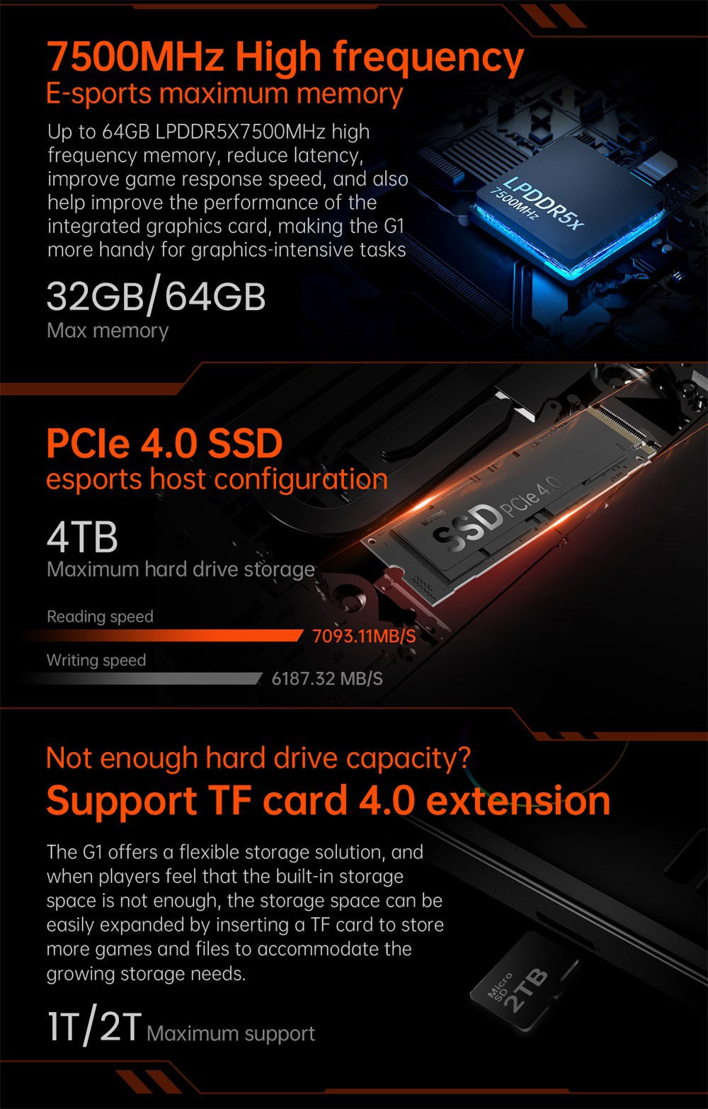 Prenosný herný PC One Netbook OneXPlayer G1, AMD Ryzen AI 9 HX 370 12 jadier, max. 5,1 GHz, 8,8'' 2560*1600 144 Hz displej, 64 GB LPDDR5X 7500 MHz RAM, 4 TB SSD, WiFi 6E, 2*USB-C, 1*USB3.2, 1*TF karta, 1* Oculink, 1*3,5 mm audio, odblokovanie odtlačkom prsta - EU zástrčka