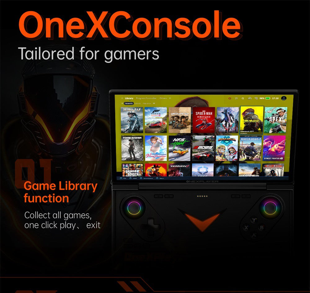 Prenosný herný PC One Netbook OneXPlayer G1, AMD Ryzen AI 9 HX 370 12 jadier, max. 5,1 GHz, 8,8'' 2560*1600 144 Hz displej, 64 GB LPDDR5X 7500 MHz RAM, 4 TB SSD, WiFi 6E, 2*USB-C, 1*USB3.2, 1*TF karta, 1* Oculink, 1*3,5 mm audio, odblokovanie odtlačkom prsta - EU zástrčka