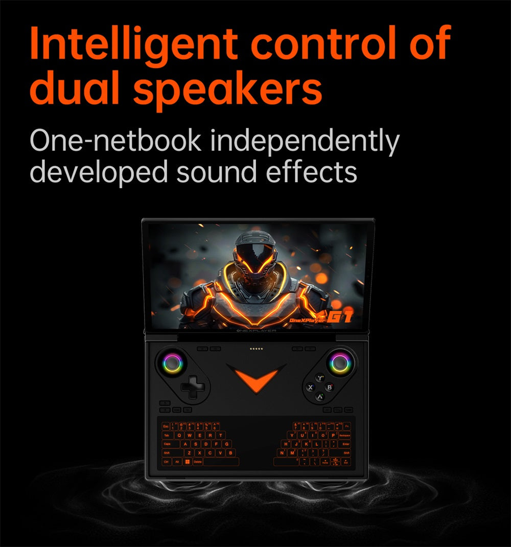 Prenosný herný PC One Netbook OneXPlayer G1, AMD Ryzen AI 9 HX 370 12 jadier, max. 5,1 GHz, 8,8'' 2560*1600 144 Hz displej, 64 GB LPDDR5X 7500 MHz RAM, 4 TB SSD, WiFi 6E, 2*USB-C, 1*USB3.2, 1*TF karta, 1* Oculink, 1*3,5 mm audio, odblokovanie odtlačkom prsta - EU zástrčka