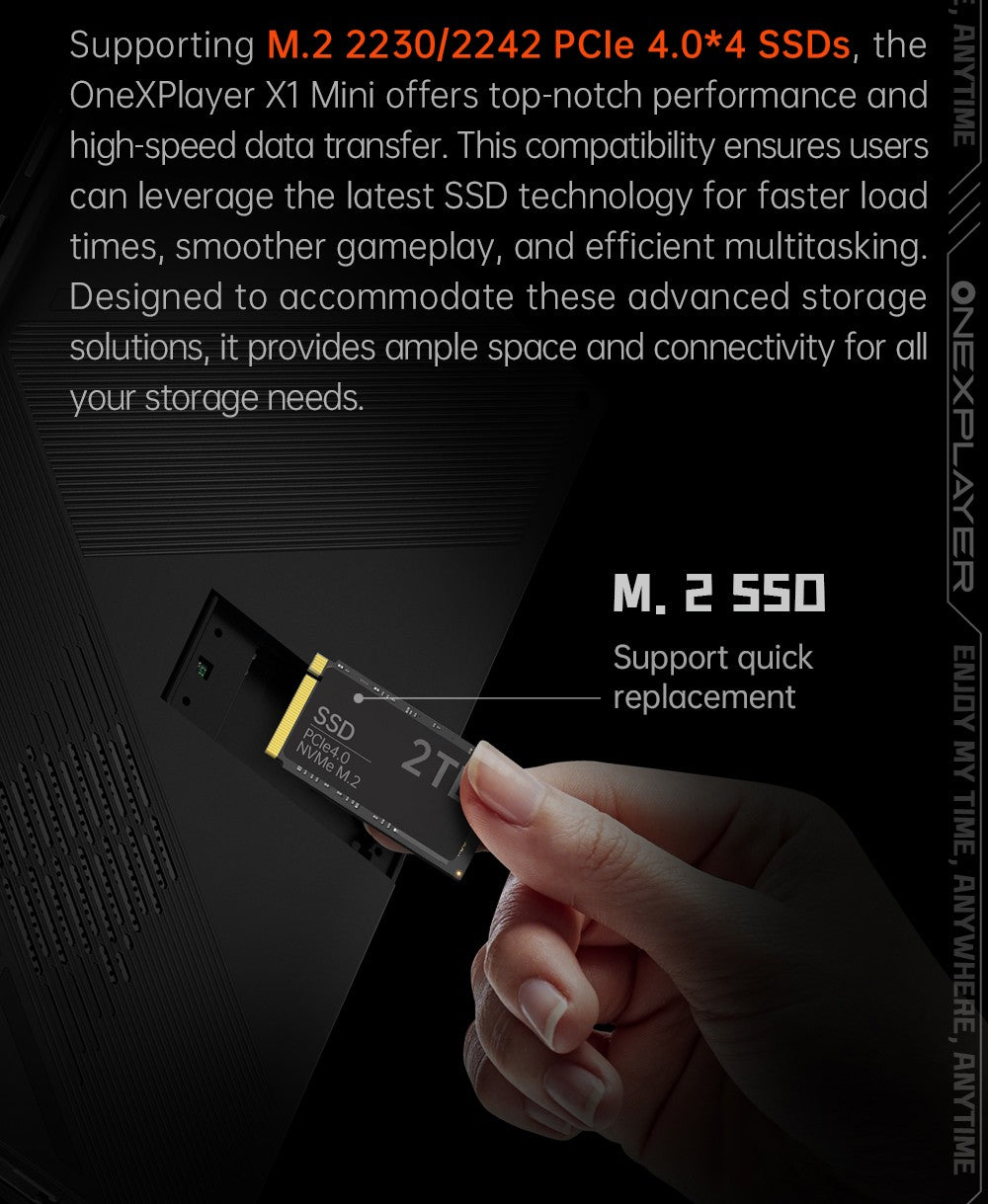 One Netbook OneXPlayer X1 Mini prenosný herný PC, AMD Ryzen 7 8840U 8 jadier, max. 5,1 GHz, 8,8'' 2560*1600 144 Hz LTPS displej, 32 GB LPDDR5x 7500 MHz RAM, 1 TB SSD, 2x USB4, 1x USB3.2, 1x slot na TF kartu, 1x Oculink, 1x audio, Harman Sound System, 65,02 Wh batéria