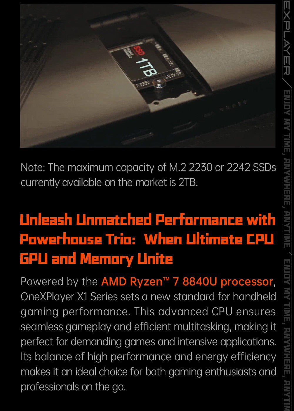 One Netbook OneXPlayer X1 Mini prenosný herný PC, AMD Ryzen 7 8840U 8 jadier, max. 5,1 GHz, 8,8'' 2560*1600 144 Hz LTPS displej, 32 GB LPDDR5x 7500 MHz RAM, 1 TB SSD, 2x USB4, 1x USB3.2, 1x slot na TF kartu, 1x Oculink, 1x audio, Harman Sound System, 65,02 Wh batéria