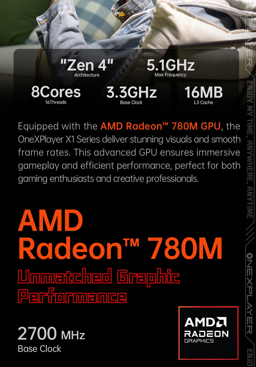 One Netbook OneXPlayer X1 Mini prenosný herný PC, AMD Ryzen 7 8840U 8 jadier, max. 5,1 GHz, 8,8'' 2560*1600 144 Hz LTPS displej, 32 GB LPDDR5x 7500 MHz RAM, 1 TB SSD, 2x USB4, 1x USB3.2, 1x slot na TF kartu, 1x Oculink, 1x audio, Harman Sound System, 65,02 Wh batéria