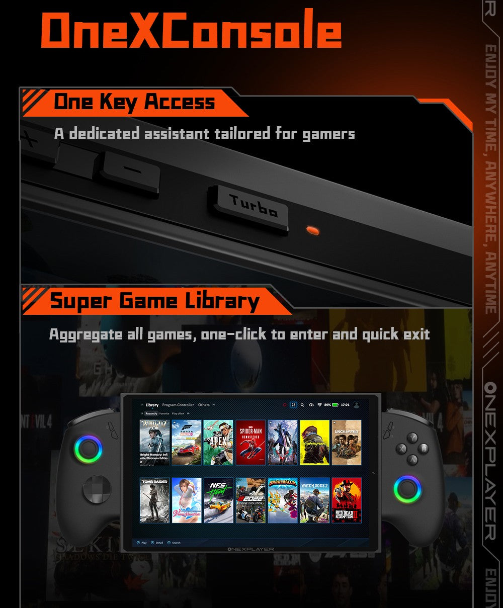 One Netbook OneXPlayer X1 Mini prenosný herný PC, AMD Ryzen 7 8840U 8 jadier, max. 5,1 GHz, 8,8'' 2560*1600 144 Hz LTPS displej, 32 GB LPDDR5x 7500 MHz RAM, 1 TB SSD, 2x USB4, 1x USB3.2, 1x slot na TF kartu, 1x Oculink, 1x audio, Harman Sound System, 65,02 Wh batéria