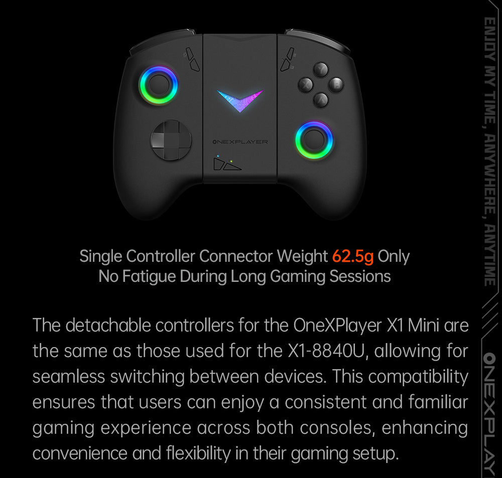 One Netbook OneXPlayer X1 Mini prenosný herný PC, AMD Ryzen 7 8840U 8 jadier, max. 5,1 GHz, 8,8'' 2560*1600 144 Hz LTPS displej, 32 GB LPDDR5x 7500 MHz RAM, 1 TB SSD, 2x USB4, 1x USB3.2, 1x slot na TF kartu, 1x Oculink, 1x audio, Harman Sound System, 65,02 Wh batéria