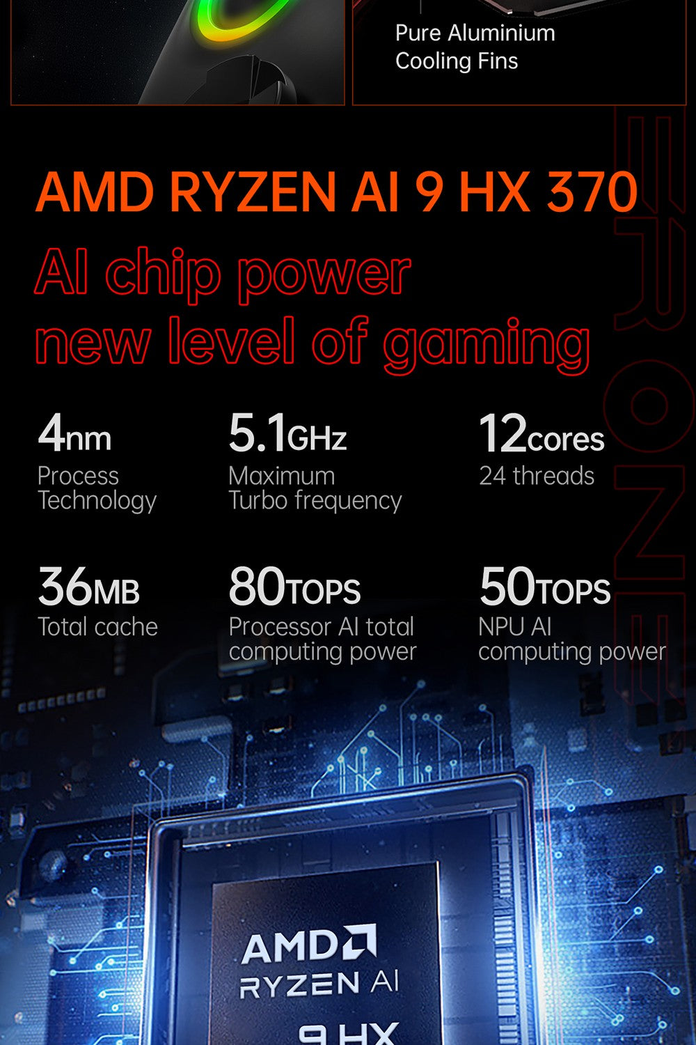 One Netbook OneXPlayer X1 Pro prenosný herný PC, AMD Ryzen AI 9 HX 370 12 jadier, max. 5,1 GHz, 10,95'' 2560*1600 120 Hz LTPS displej, 64 GB LPDDR5x 7500 MHz RAM, 2 TB SSD, 2*USB-C, 1*USB3.2, 1*TF karta, 1* Oculink, 1*3,5 mm audio, Harman Sound System - americká zástrčka