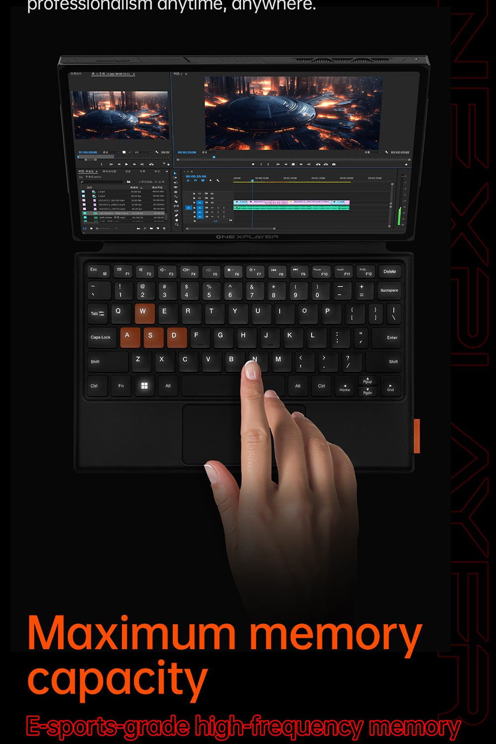 One Netbook OneXPlayer X1 Pro prenosný herný PC, AMD Ryzen AI 9 HX 370 12 jadier, max. 5,1 GHz, 10,95'' 2560*1600 120 Hz LTPS displej, 64 GB LPDDR5x 7500 MHz RAM, 2 TB SSD, 2*USB-C, 1*USB3.2, 1*TF karta, 1* Oculink, 1*3,5 mm audio, Harman Sound System - americká zástrčka