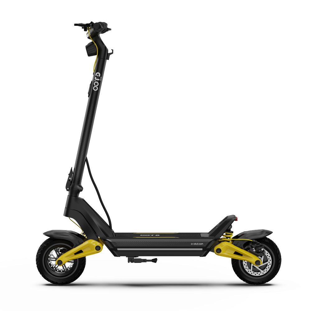 OOTD S10 Folding Electric Scooter 10 Inch Tires 1400W Motor 25km/h Max Speed 48V 20Ah Battery for 60-70km Range 120KG Max Load Disc Brake shock absorption IPX4  APP - Yellow