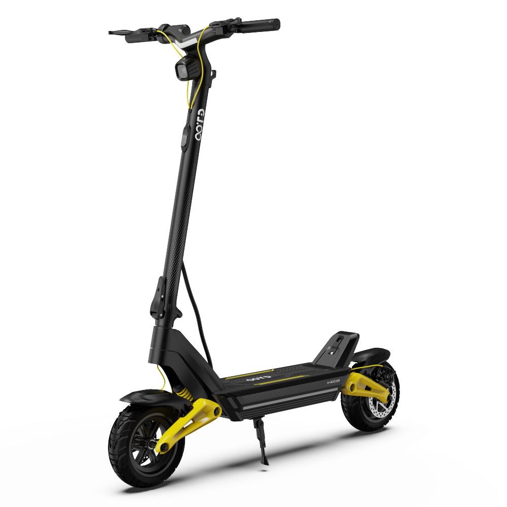OOTD S10 Folding Electric Scooter 10 Inch Tires 1400W Motor 25km/h Max Speed 48V 20Ah Battery for 60-70km Range 120KG Max Load Disc Brake shock absorption IPX4  APP - Yellow