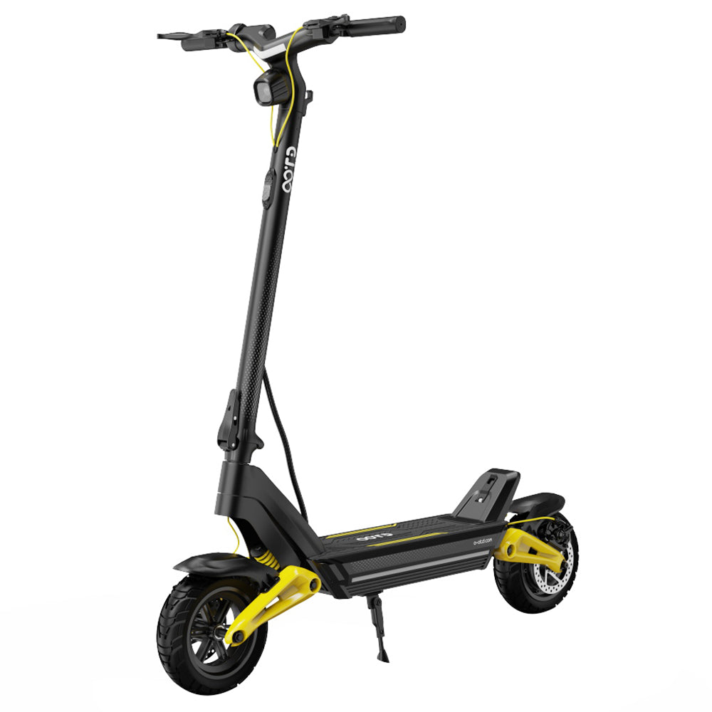 OOTD S10 skladací elektrický skúter, 10-palcové pneumatiky, 1400W motor, maximálna rýchlosť 25 km/h, 48V 20Ah batéria na dojazd 60-70 km, maximálne zaťaženie 120 kg, kotúčové brzdy, tlmiče nárazov - žltá