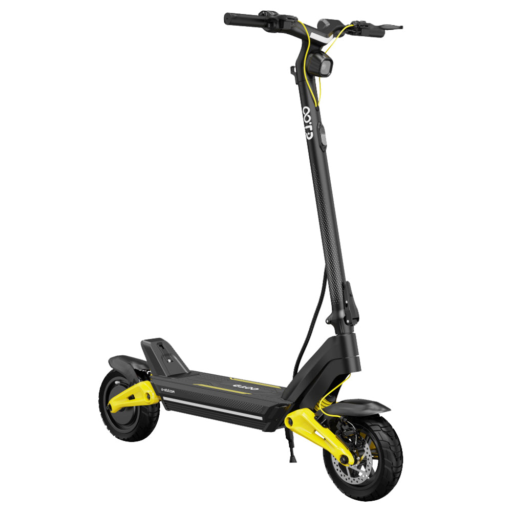 OOTD S10 skladací elektrický skúter, 10-palcové pneumatiky, 1400W motor, maximálna rýchlosť 25 km/h, 48V 20Ah batéria na dojazd 60-70 km, maximálne zaťaženie 120 kg, kotúčové brzdy, tlmiče nárazov - žltá