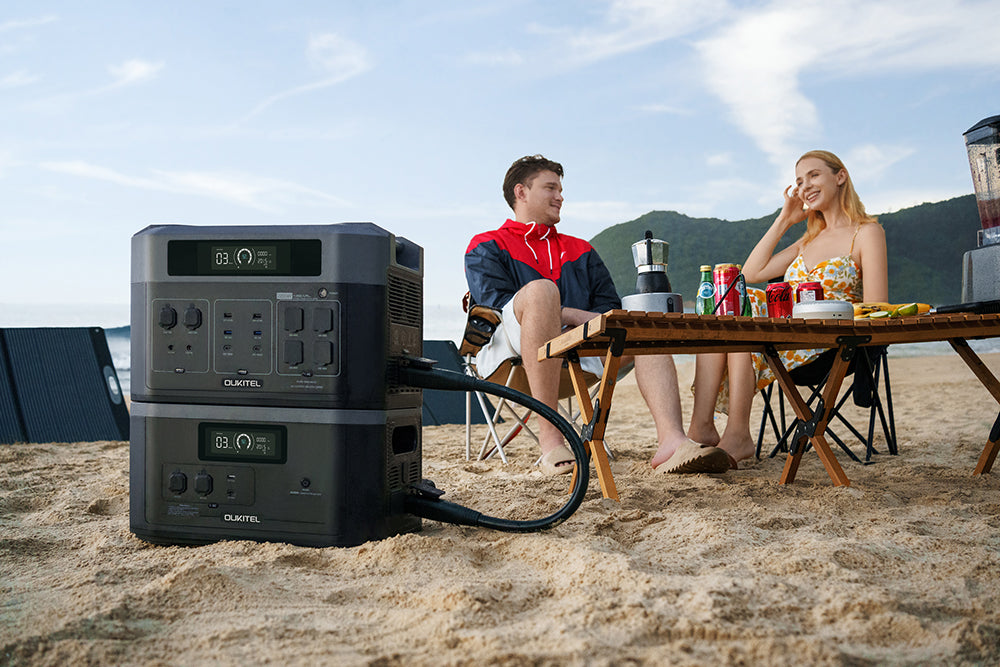 Solárny generátor OUKITEL BP2000 Balcony Power Station, 2048Wh/640000mAh LiFePO4 batéria, 2200W AC výstup, 2000W UPS, 1800W AC nabíjanie, rozširuje sa až na 7 batériových blokov, 15 výstupov, kompatibilný s 99 % solárnych elektrární na balkón.