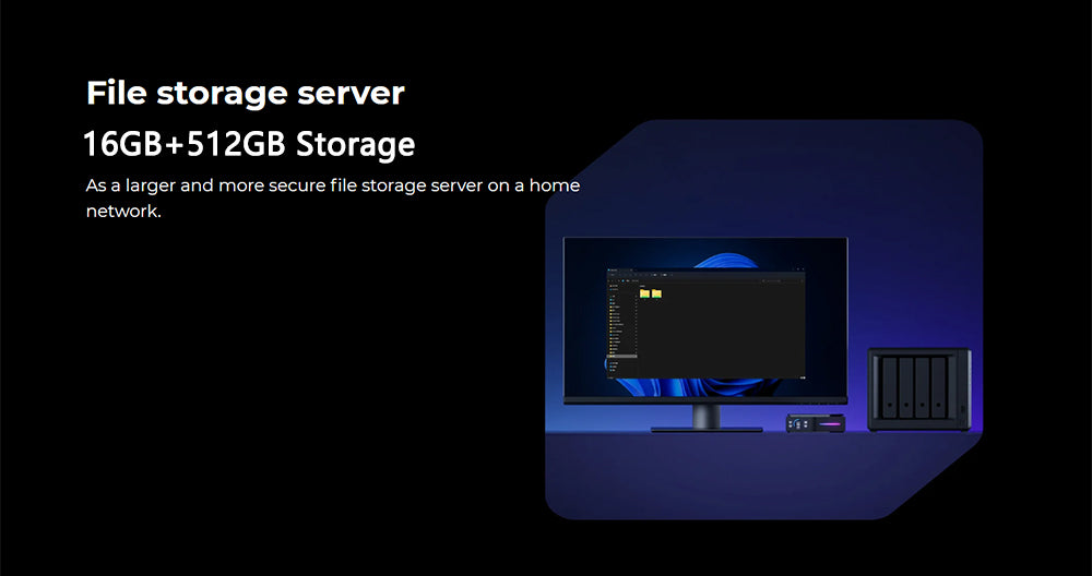 (Vylepšená verzia 2024) Mini PC OUVIS S1 s LCD obrazovkou a RGB podsvietením, Intel Alder Lake N95 4 jadrá až 3,4 GHz, 16 GB RAM, 512 GB SSD, 2×HDMI 2.0 4K HD duálny displej, WiFi 5 Bluetooth 4.2, 2×USB 3.0, 2×USB 2.0, 2×RJ45 - EU zástrčka