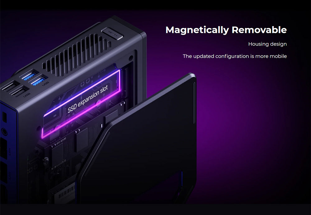 (Vylepšená verzia 2024) Mini PC OUVIS S1 s LCD obrazovkou a RGB podsvietením, Intel Alder Lake N95 4 jadrá až 3,4 GHz, 16 GB RAM, 512 GB SSD, 2×HDMI 2.0 4K HD duálny displej, WiFi 5 Bluetooth 4.2, 2×USB 3.0, 2×USB 2.0, 2×RJ45 - EU zástrčka