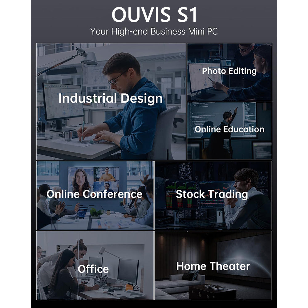 (2024 Upgraded Version) OUVIS S1 Mini PC with LCD Screen RGB Light, Intel Alder Lake N95 4 Cores Up to 3.4GHz, 16GB RAM 512GB SSD, 2*HDMI 2.0 4K HD Dual Display, WiFi 5 Bluetooth 4.2, 2*USB 3.0 2*USB 2.0 2*RJ45 - EU Plug