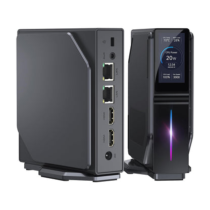 (2024 Upgraded Version) OUVIS S1 Mini PC with LCD Screen RGB Light, Intel Alder Lake N95 4 Cores Up to 3.4GHz, 16GB RAM 512GB SSD, 2*HDMI 2.0 4K HD Dual Display, WiFi 5 Bluetooth 4.2, 2*USB 3.0 2*USB 2.0 2*RJ45 - EU Plug