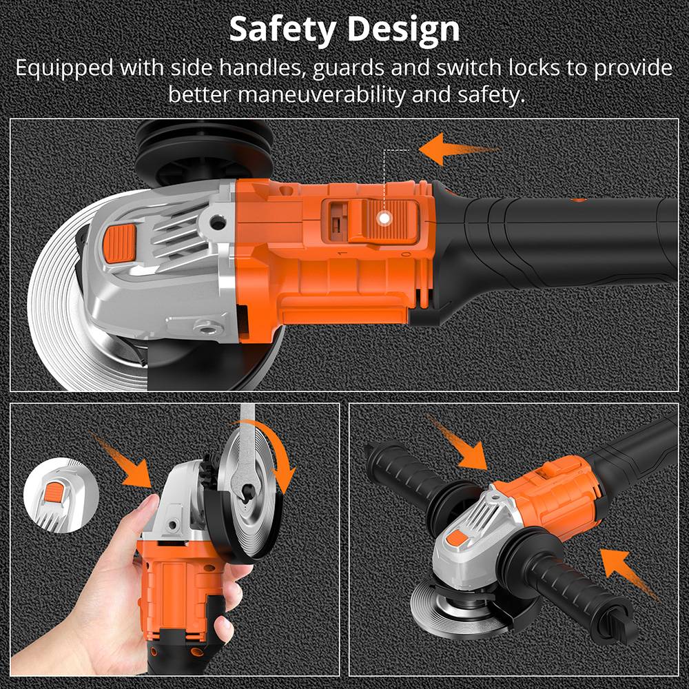 Parrior CAG12 20V akumulátorová uhlová brúska, s 4Ah batériou, 8500 ot./min bezuhlíkový motor, rýchle nabíjanie, nastaviteľná pomocná rukoväť