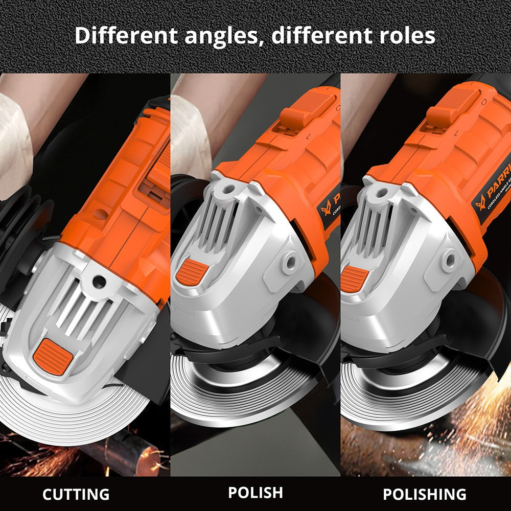 Parrior CAG12 20V akumulátorová uhlová brúska, s 4Ah batériou, 8500 ot./min bezuhlíkový motor, rýchle nabíjanie, nastaviteľná pomocná rukoväť