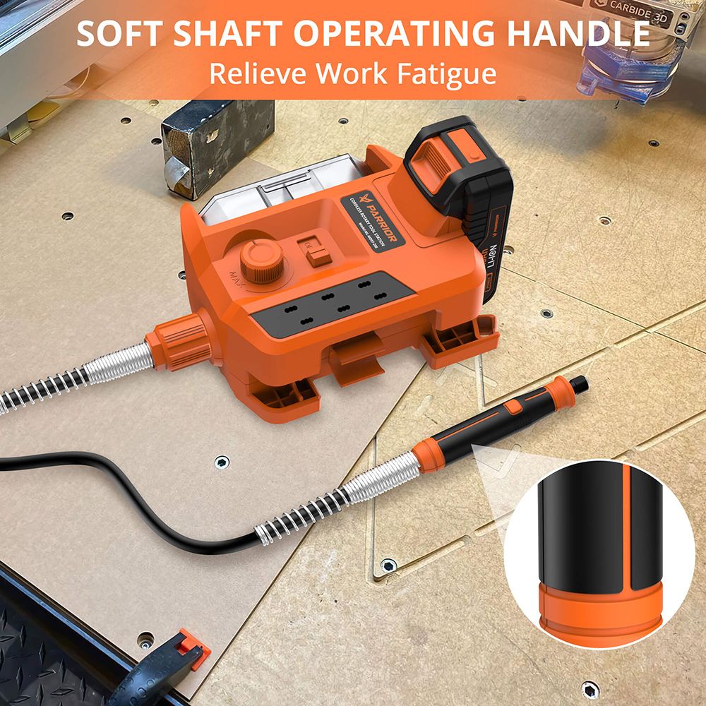 Parrior MD07 20V elektrický akumulátorový rotačný nástroj, s 2,0 Ah batériou, mäkkou rukoväťou a 56 kusmi príslušenstva, variabilné otáčky 5000-34000 ot/min