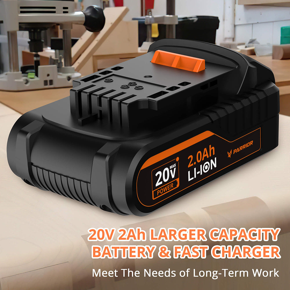 Parrior MD07 20V elektrický akumulátorový rotačný nástroj, s 2,0 Ah batériou, mäkkou rukoväťou a 56 kusmi príslušenstva, variabilné otáčky 5000-34000 ot/min