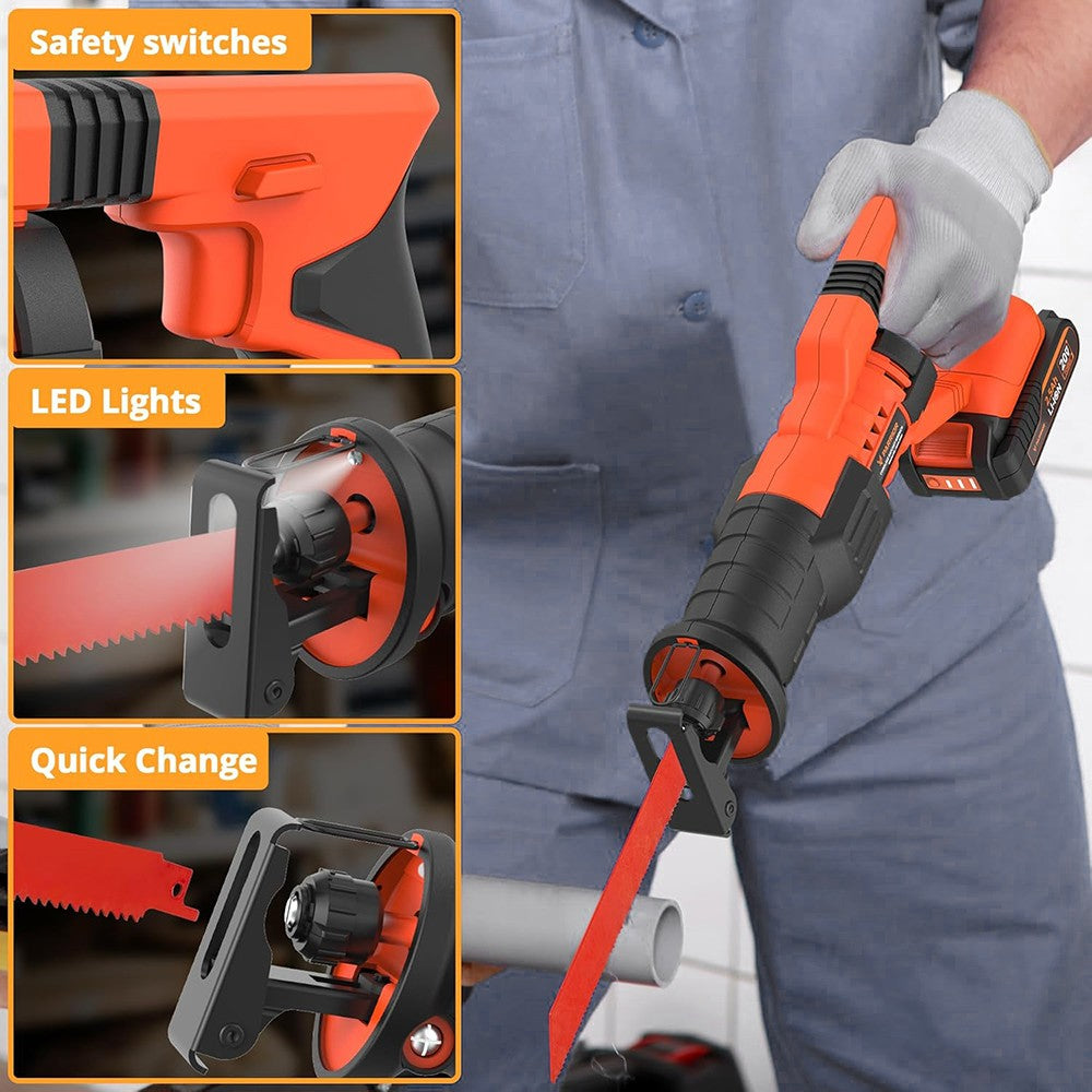 Parrior RS18 20V akumulátorová obojstranná píla, 0-2800 ot./min. regulácia otáčok, LED osvetlenie, nízka hlučnost, plynulý chod, výmena kotúča bez náradia