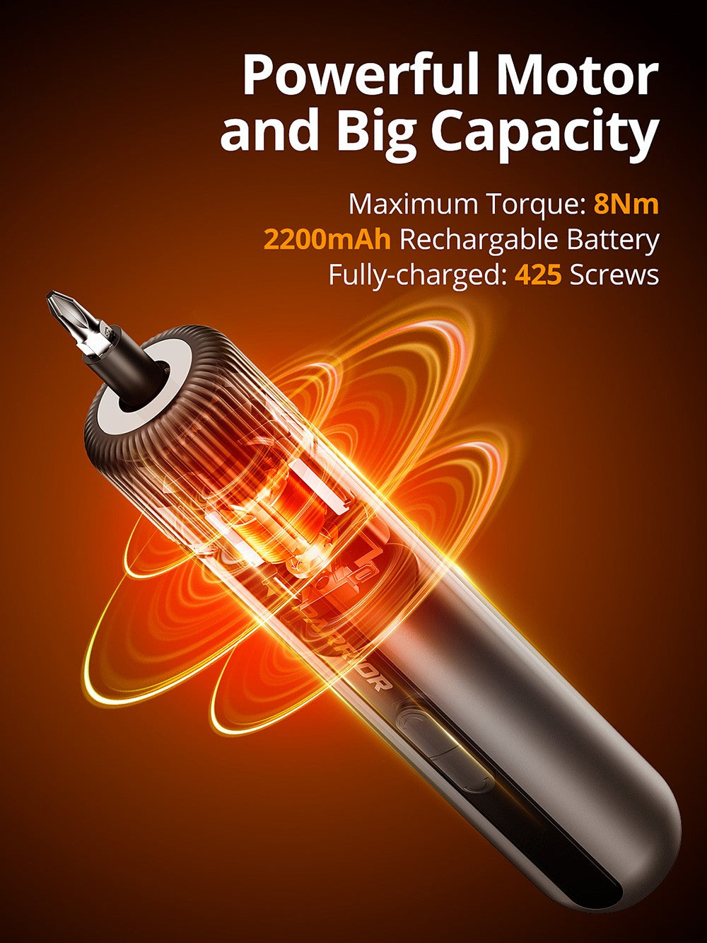 Parrior S121 4V elektrický akumulátorový šrobovák, max. krútiaci moment 8 N.m s 4 úrovňami nastavenia, dobíjacia 2200mAh batéria, LED pracovné svetlo, otáčky 260 ot/min
