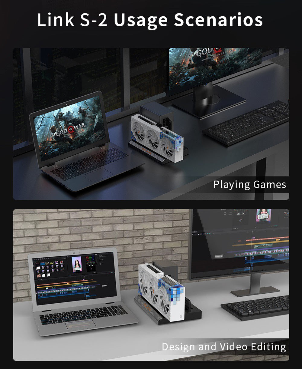 PELADN Link S-2 eGPU Dock, 1x OCulink port, kompatibilný s ATX/SFX zdrojom.