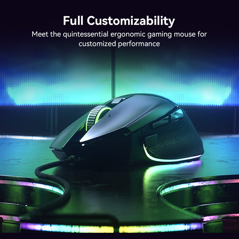 Herná myš Razer Basilisk V3, RGB podsvietenie, 26K DPI optický senzor, 11 programovateľných tlačidiel