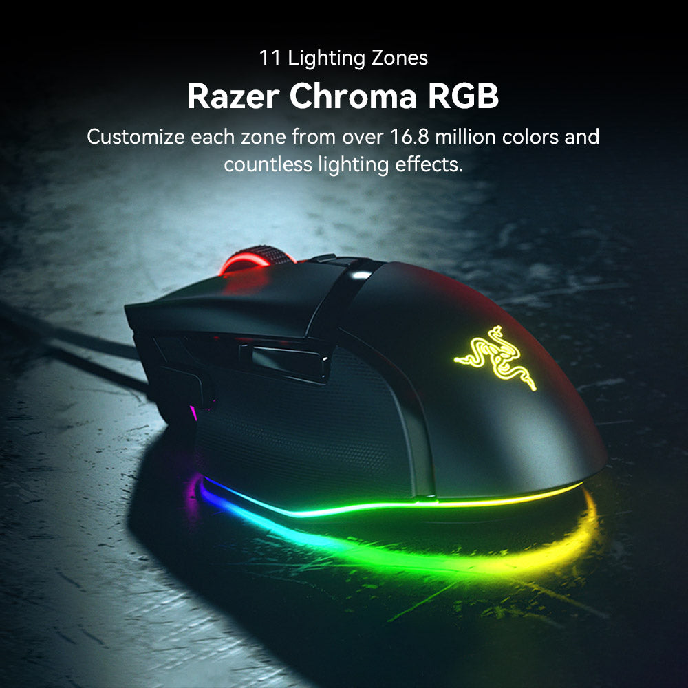 Herná myš Razer Basilisk V3, RGB podsvietenie, 26K DPI optický senzor, 11 programovateľných tlačidiel