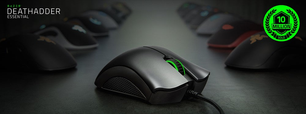 Herná myš Razer DeathAdder Essential, 6400 DPI optický senzor, 5 programovateľných tlačidiel, mechanické spínače, gumové bočné úchopné plochy – čierna