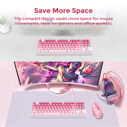 Redragon K576W-GP DAKSA TKL Wired Mechanical Keyboard 87 Keys Gradient PBT Keycap Red Switch - Pink