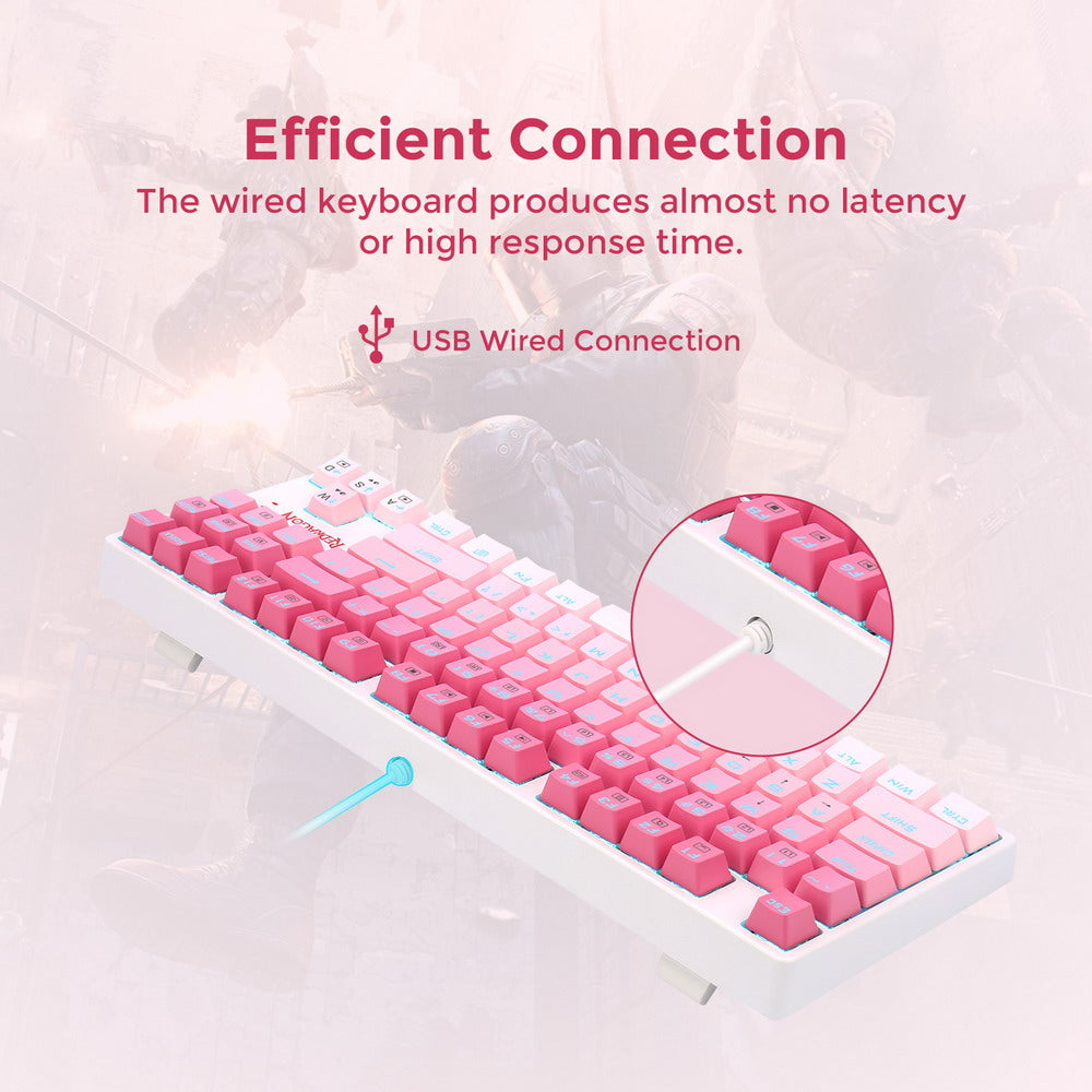 Redragon K576W-GP DAKSA TKL Wired Mechanical Keyboard 87 Keys Gradient PBT Keycap Red Switch - Pink
