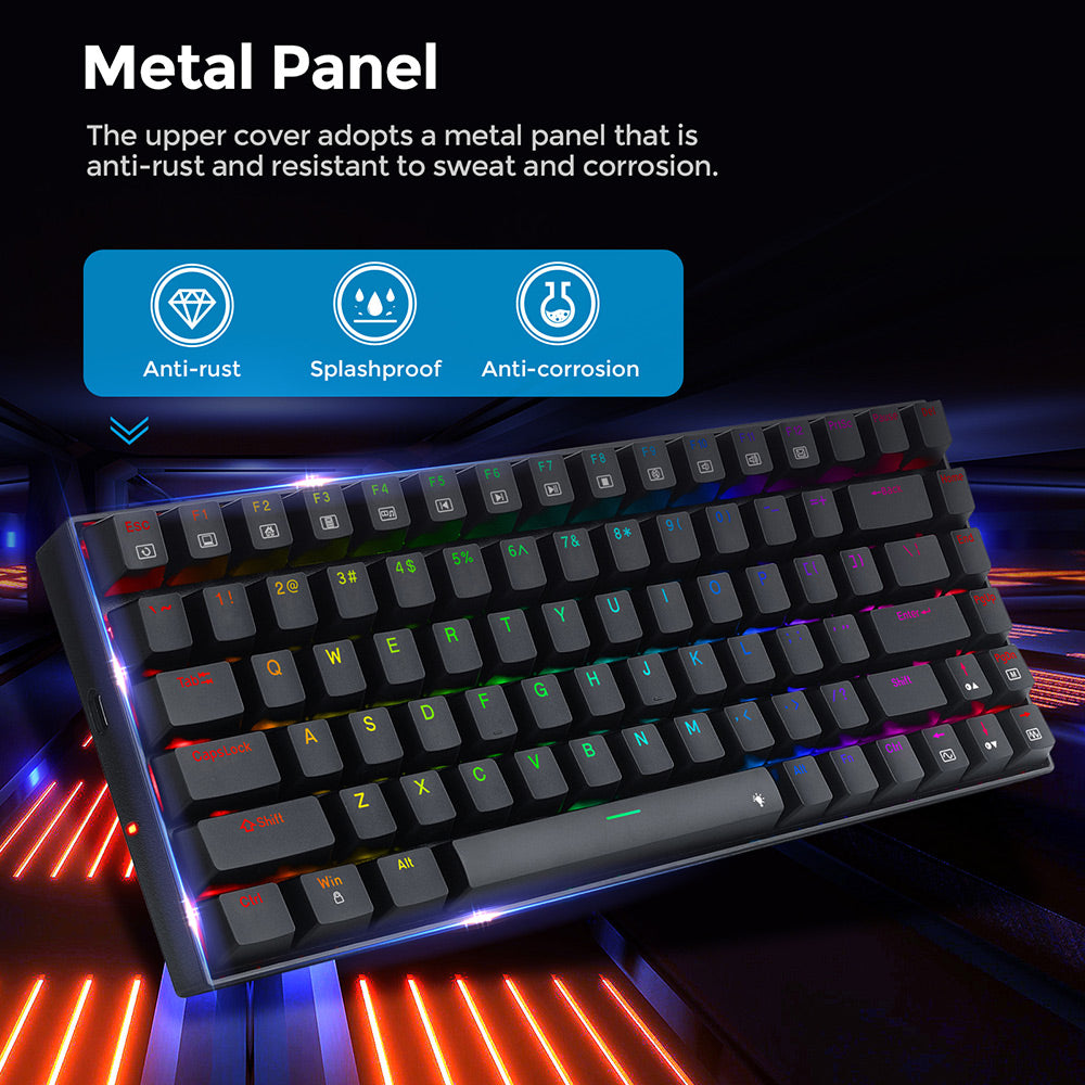 Mechanická herná klávesnica Redragon K629-RGB Phantom s RGB podsvietením, 84 kláves, červené spínače - čierna