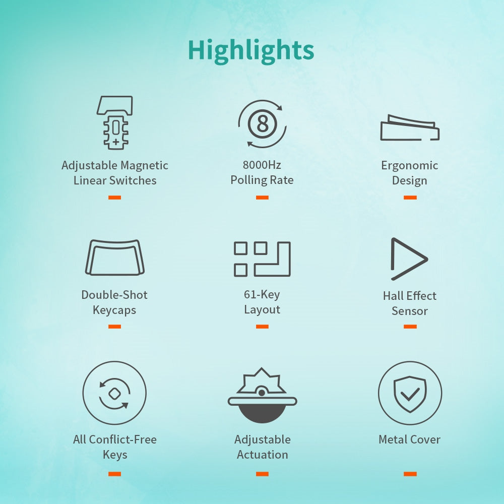 Redragon K683WB-RGB Wired Mechanical Keyboard, 87-key Adjustable Magnetic Linear Switches Double-shot PBT Keycaps 8000Hz Polling Rate RGB Backlight - White Green