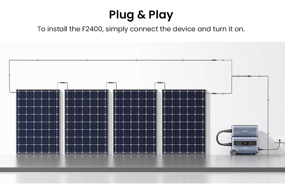 Prenosná elektráreň RUNHOOD F2400, 2400 W, 2400 Wh LiFePO4 batéria, 4800 W špičkový výkon, vonkajší generátor, systém skladovania energie na balkón