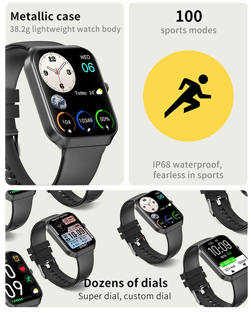 Inteligentné hodinky NX25, 1,83 palcový HD displej, Bluetooth volania, monitorovanie spánku, tepovej frekvencie a kyslíku v krvi, viaceré režimy pre rôzne sporty.