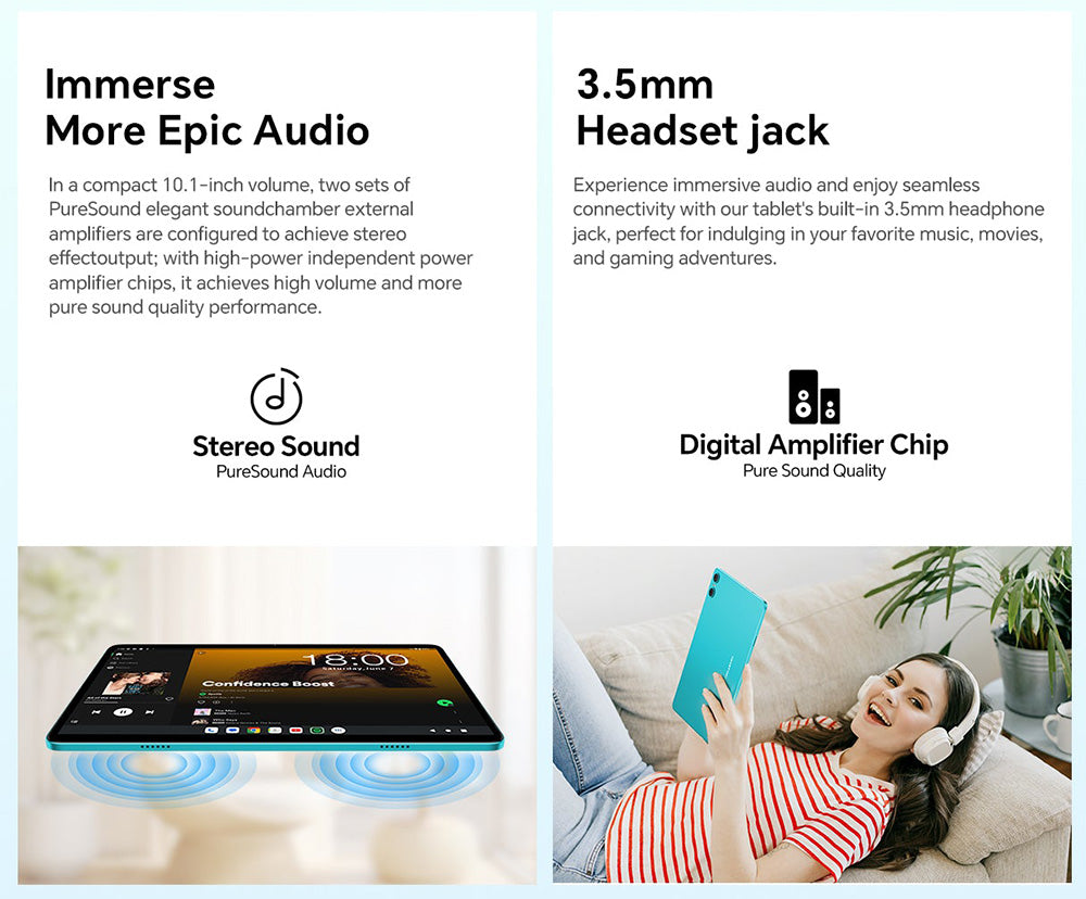 Tablet Teclast P30 s 10,1" displejom, Android 15, 4 GB RAM, 64 GB ROM, 5MP duálna AI kamera, rozlíšenie 1280x800, osemjadrový procesor, batéria 6000 mAh, port Type-C/GMS/Wi-Fi/Bluetooth/3,5 mm jack.