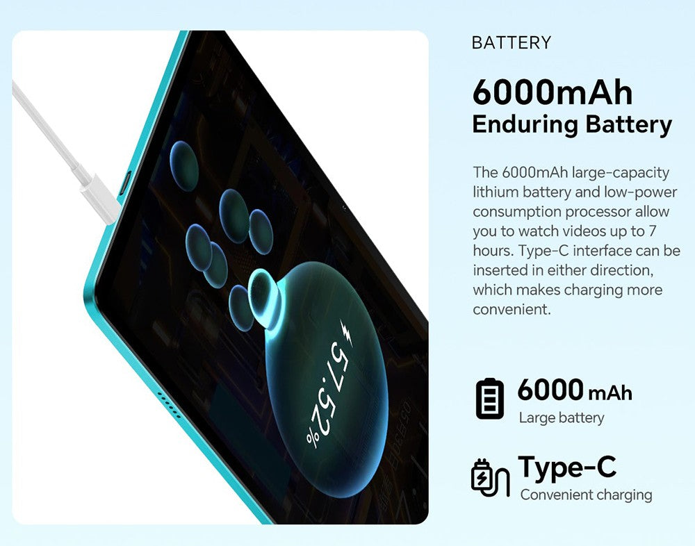 Tablet Teclast P30 s 10,1" displejom, Android 15, 4 GB RAM, 64 GB ROM, 5MP duálna AI kamera, rozlíšenie 1280x800, osemjadrový procesor, batéria 6000 mAh, port Type-C/GMS/Wi-Fi/Bluetooth/3,5 mm jack.